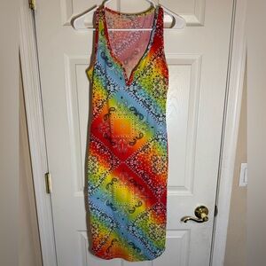 🌈 Papaya Vibrant Bandana Print Bodycon Dress -‎ Size Large🌈